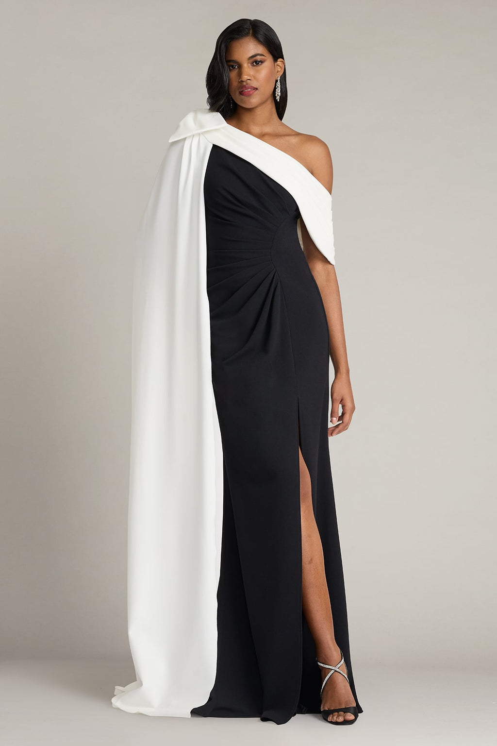 Romi One-Shoulder Bow Cape Gown – Tadashi Shoji Official Online Boutique