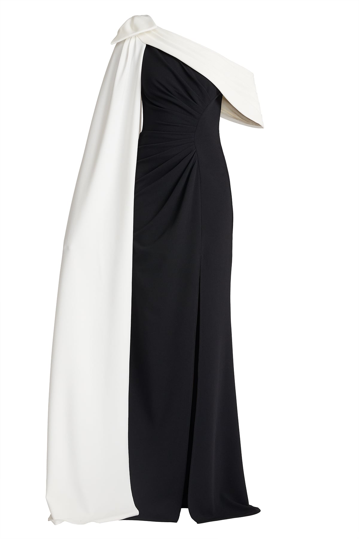 Romi One-Shoulder Bow Cape Gown