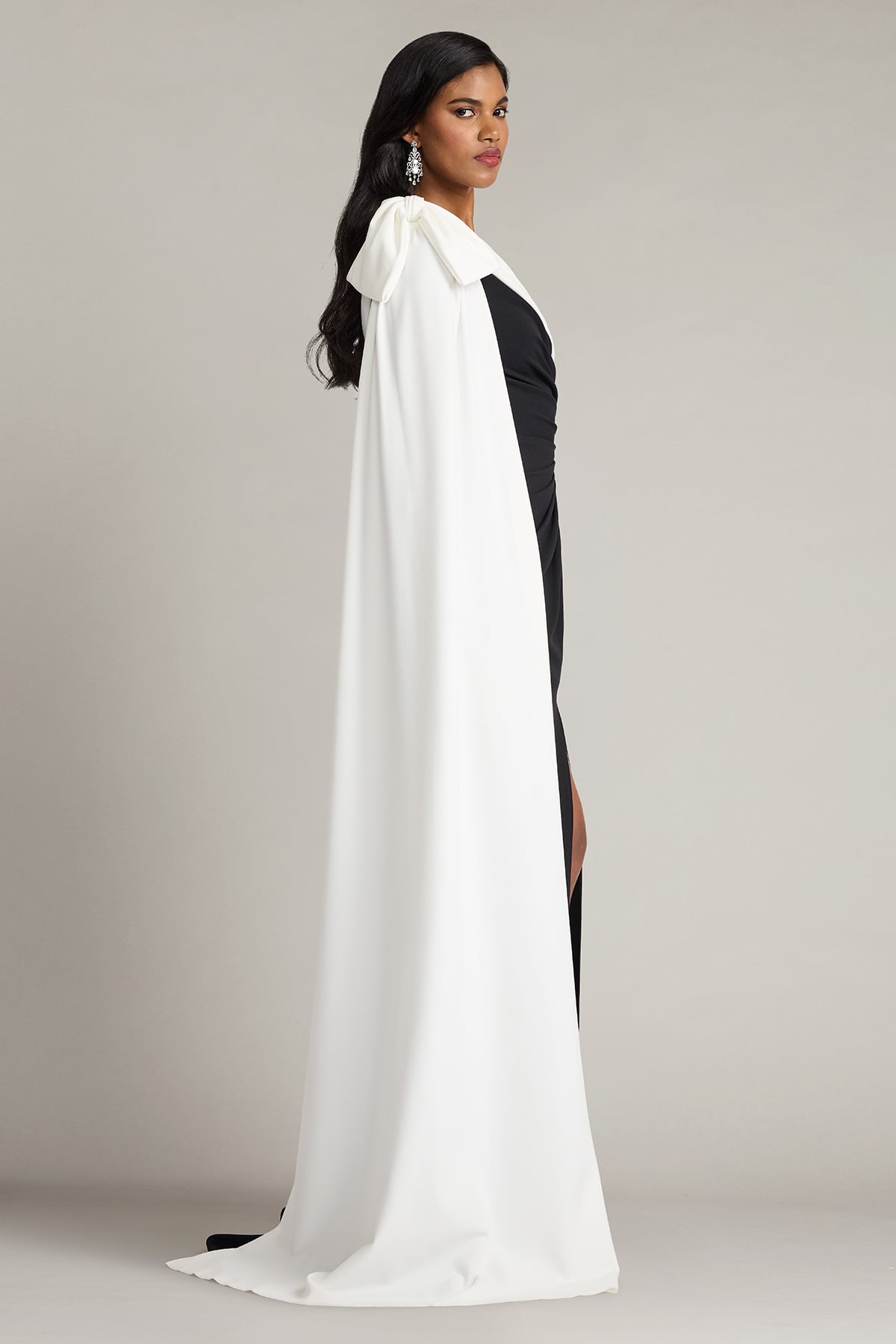 Romi One-Shoulder Bow Cape Gown – Tadashi Shoji Official Online Boutique