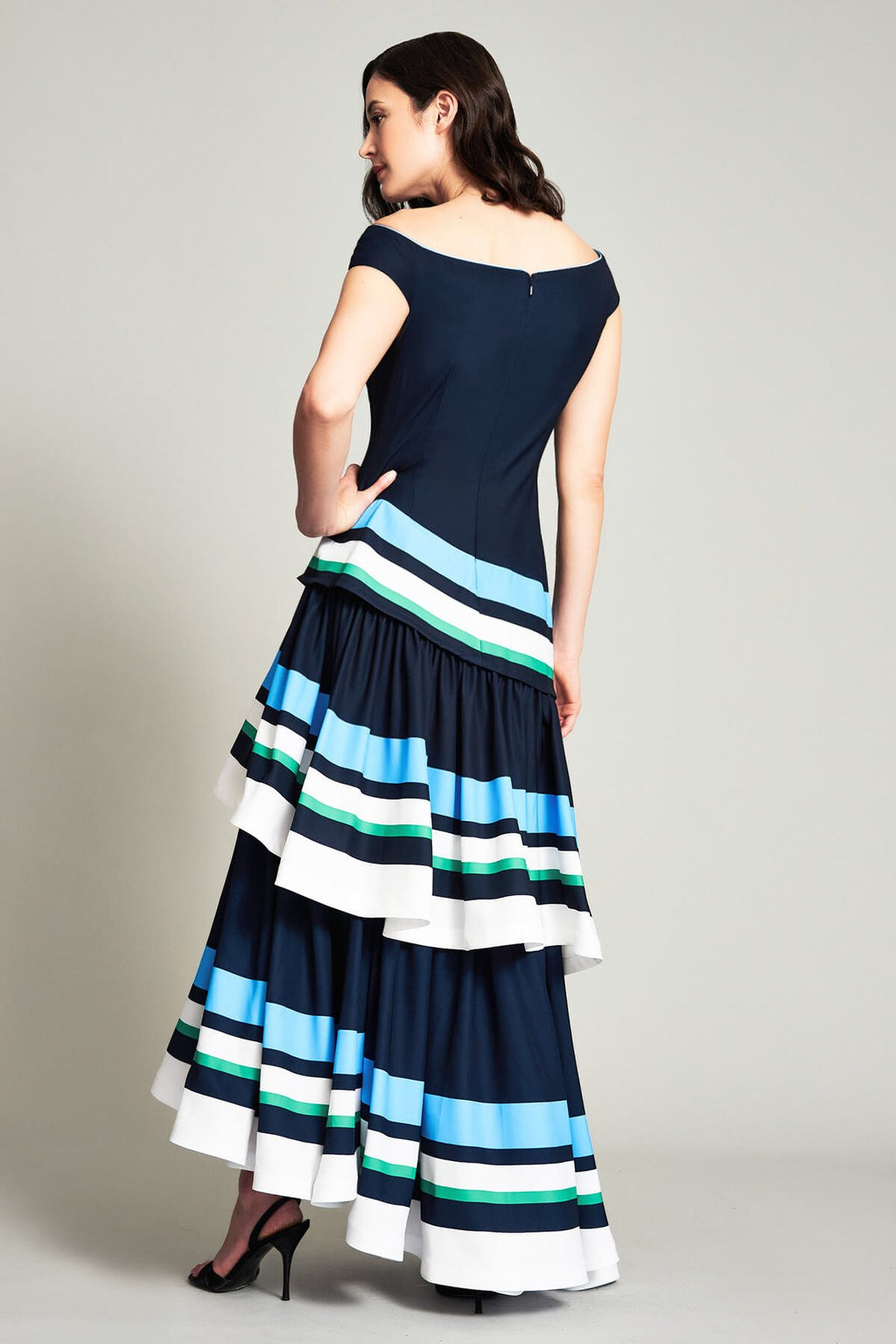 Peng Off-Shoulder Crepe Gown