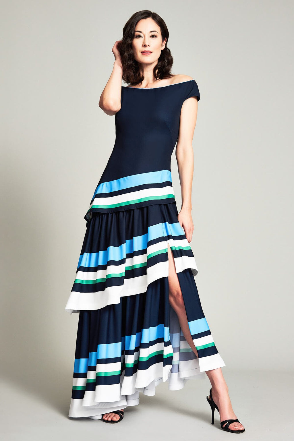 Peng Off-Shoulder Crepe Gown