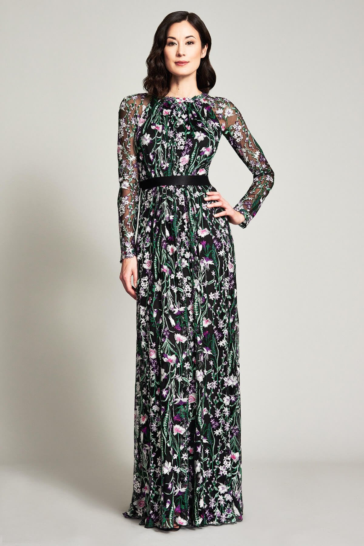 Maiya Embroidered Floral Gown – Tadashi Shoji Official Online Boutique