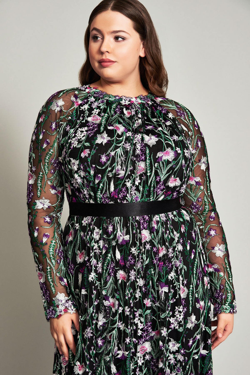 Maiya Embroidered Floral Gown - PLUS SIZE