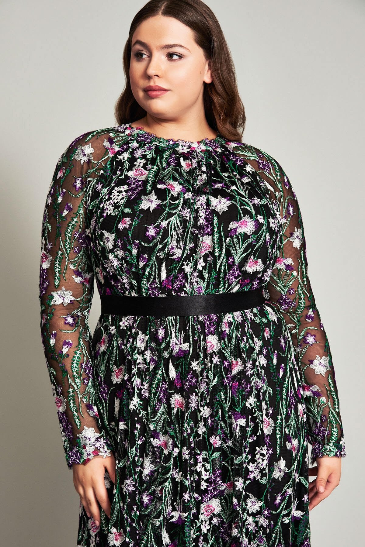 Maiya Embroidered Floral Gown - PLUS SIZE