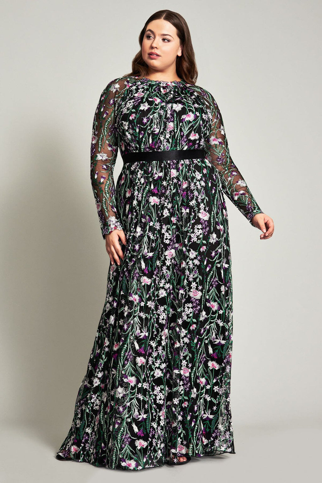 Maiya Embroidered Floral Gown - PLUS SIZE
