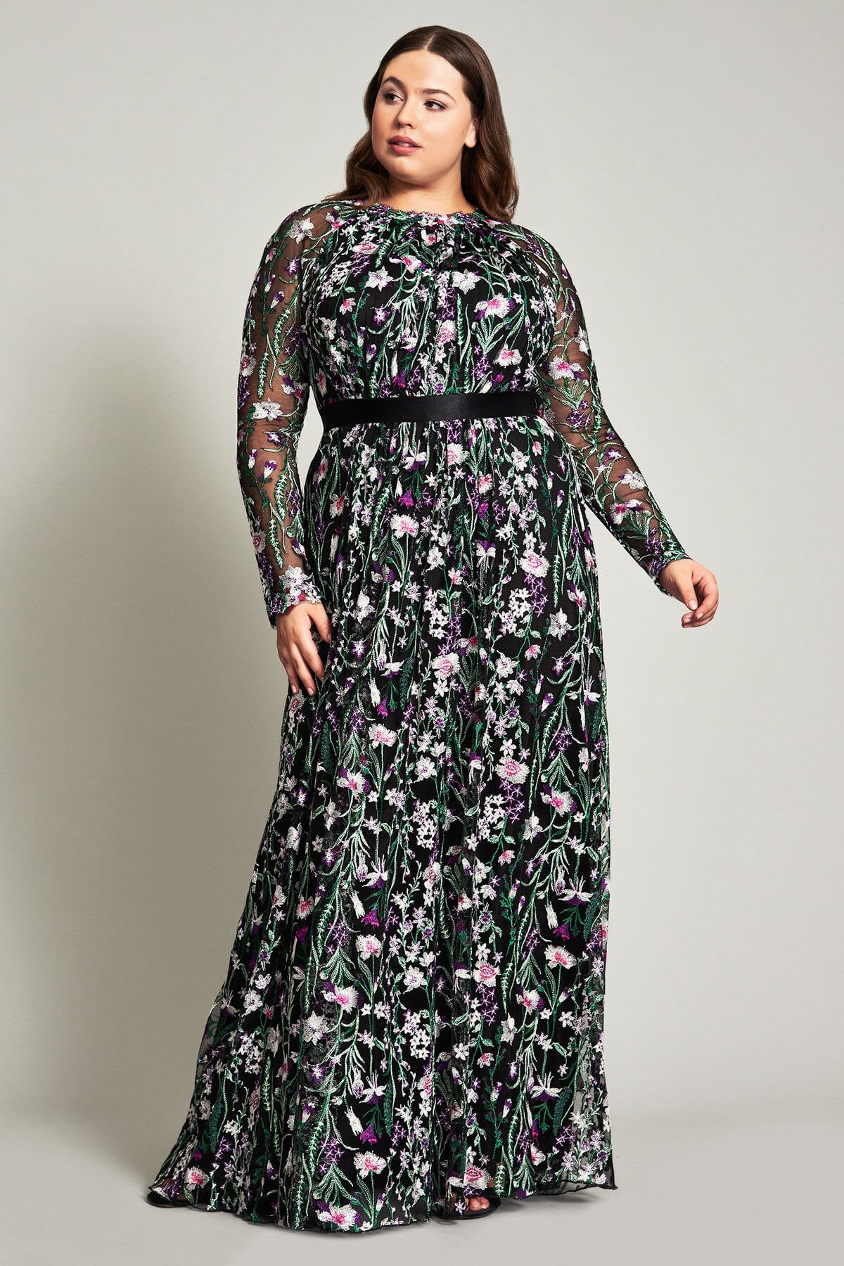 Maiya Embroidered Floral Gown - PLUS SIZE