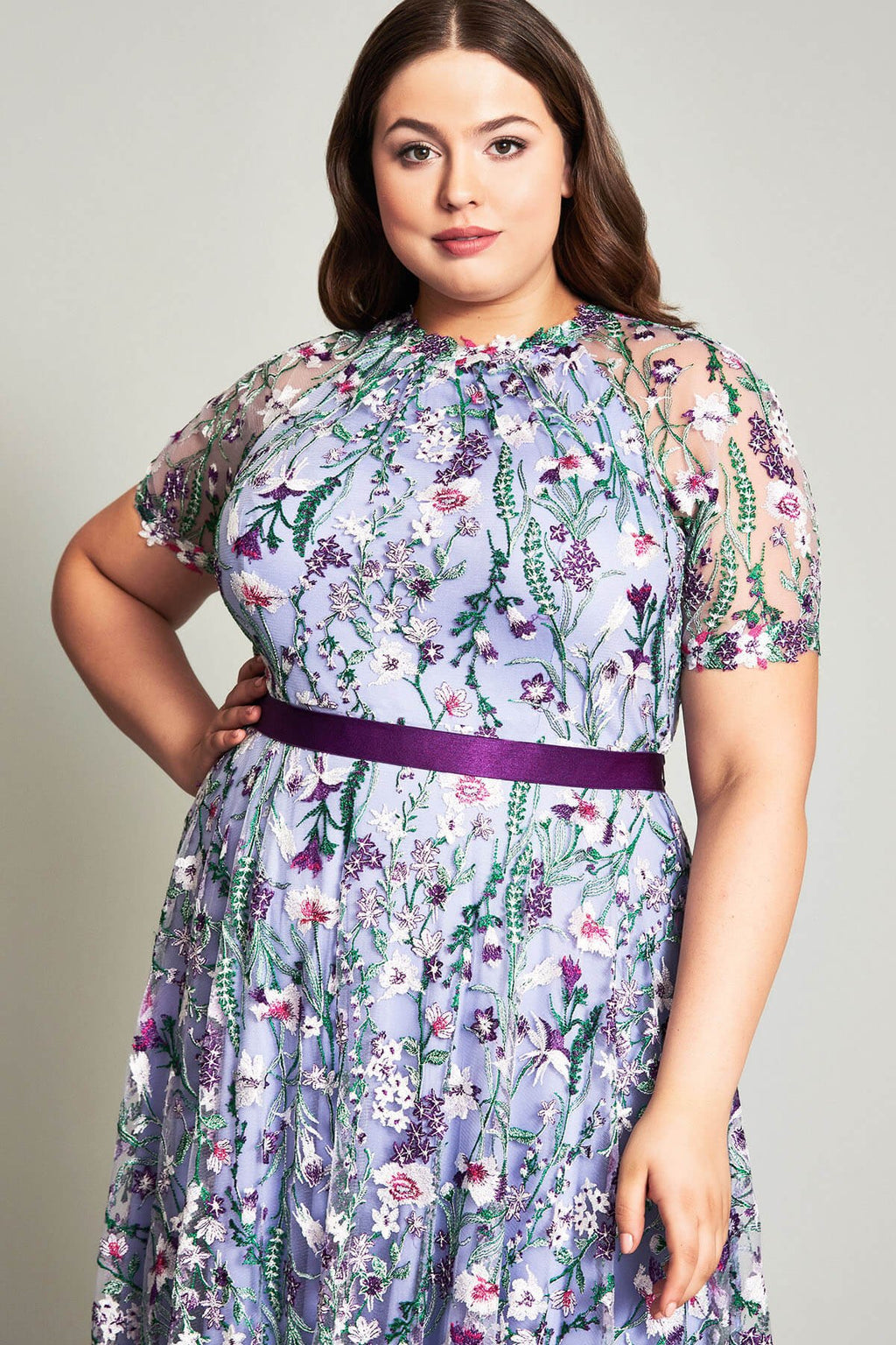 Maiya Embroidered Floral Dress - PLUS SIZE