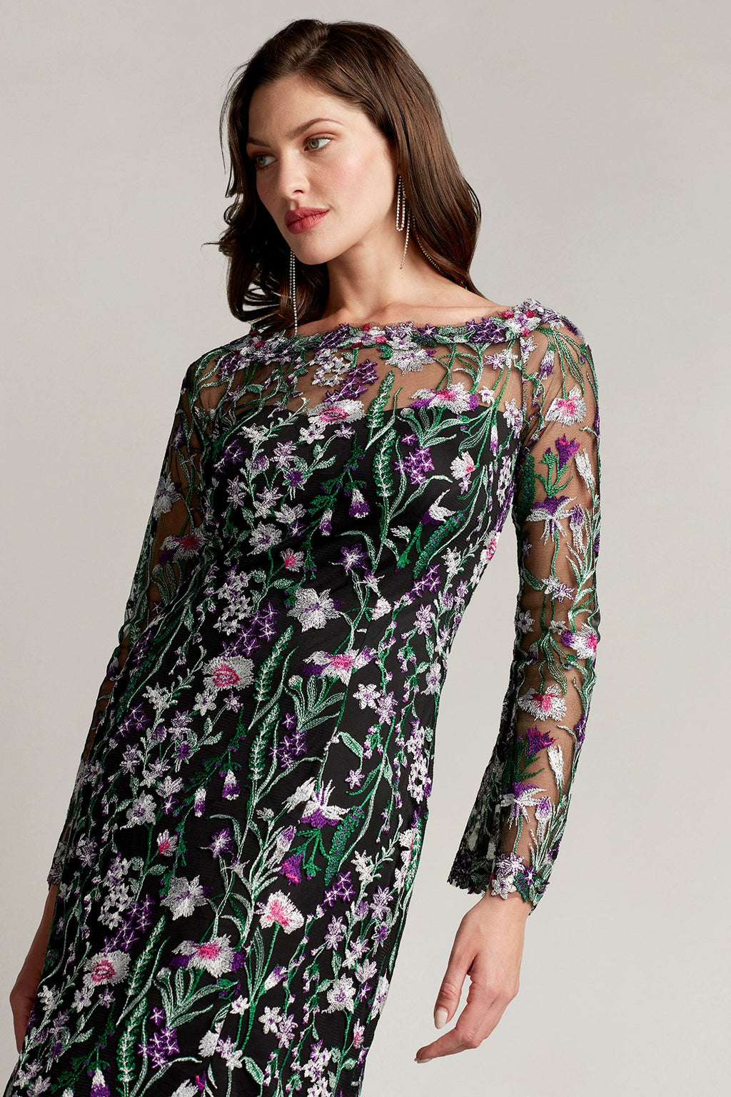 Latham Floral Embroidered Tulle Gown