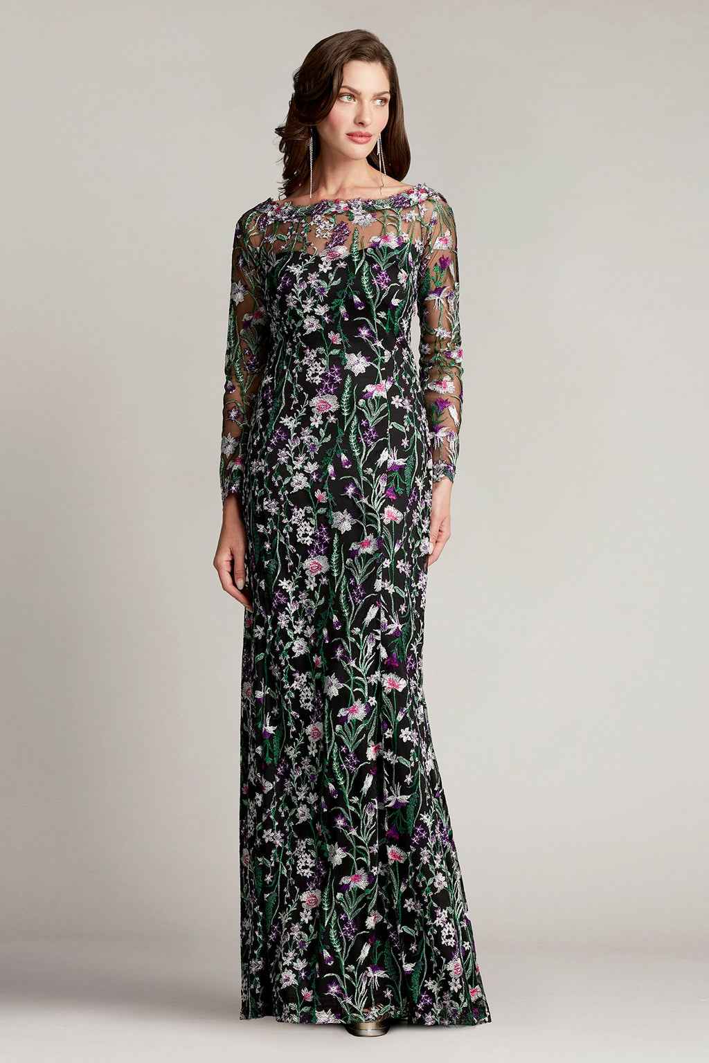 Latham Floral Embroidered Tulle Gown