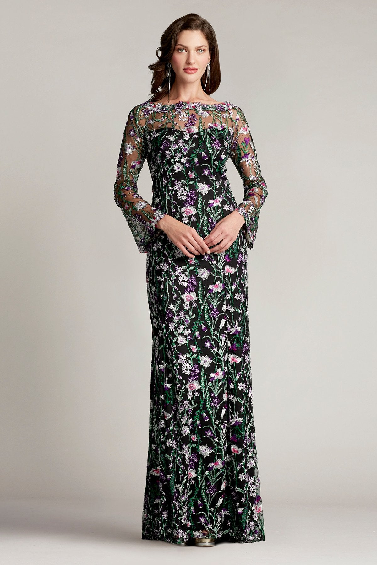 Latham Floral Embroidered Tulle Gown