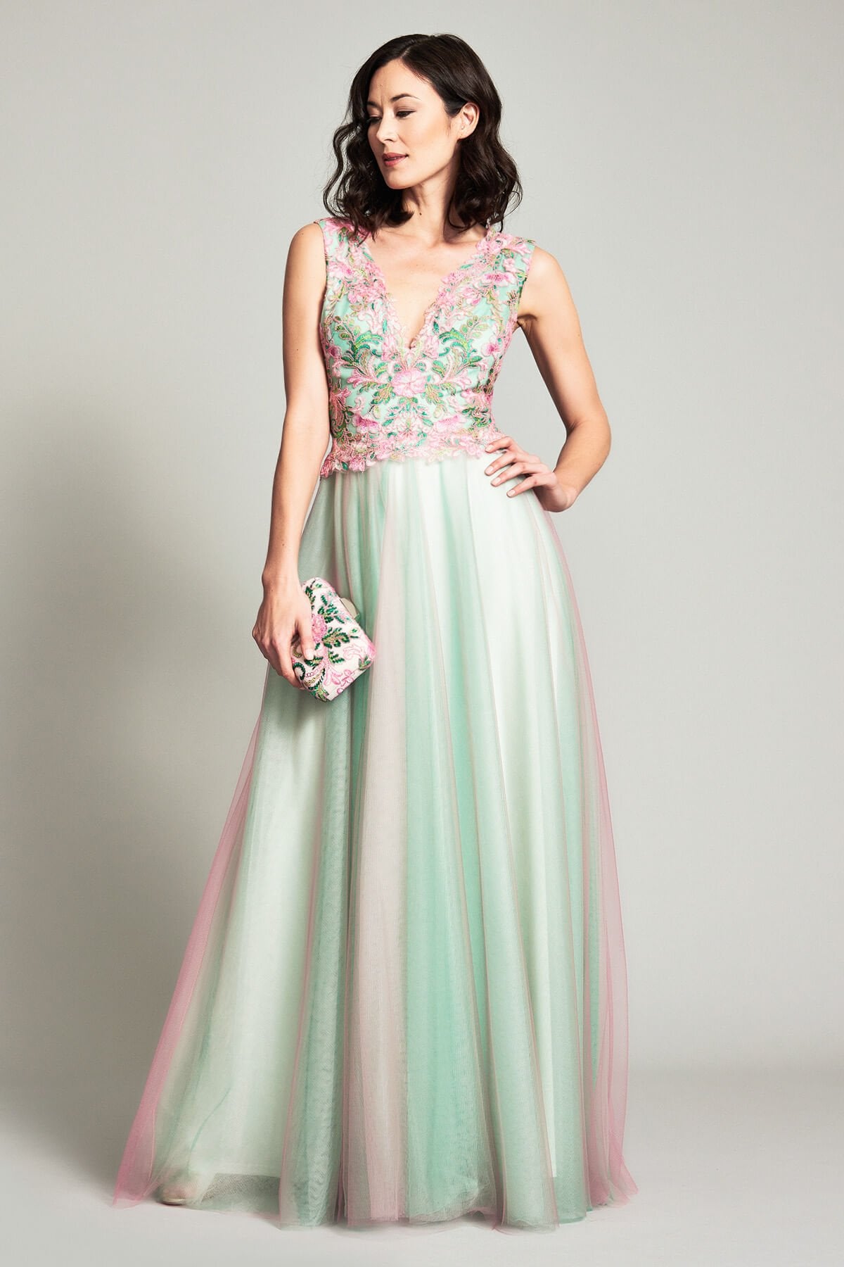 Churan Floral Embroidered Gown