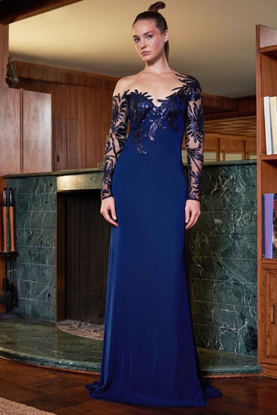 Zelter Asymmetric Floral Gown