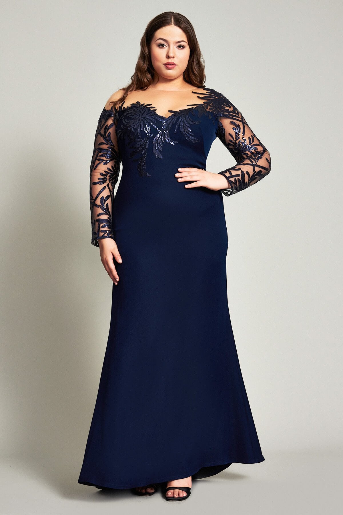Zelter Asymmetric Floral Gown - PLUS SIZE