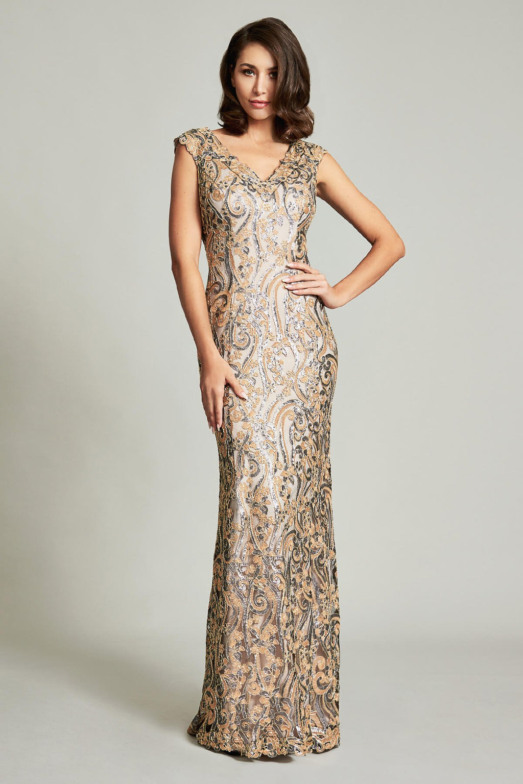 Taura Ocean Wave Embroidered Gown