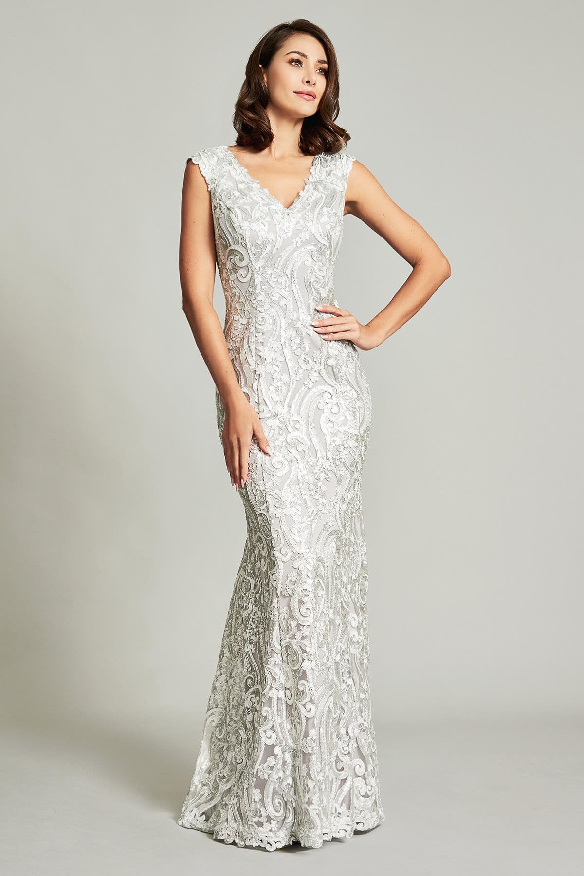 Taura Ocean Wave Embroidered Gown