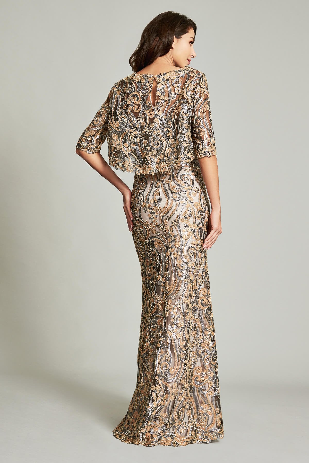 evening crop top dress Purple Satin Crop Top And Drape Skirt With Embellishments main image 1