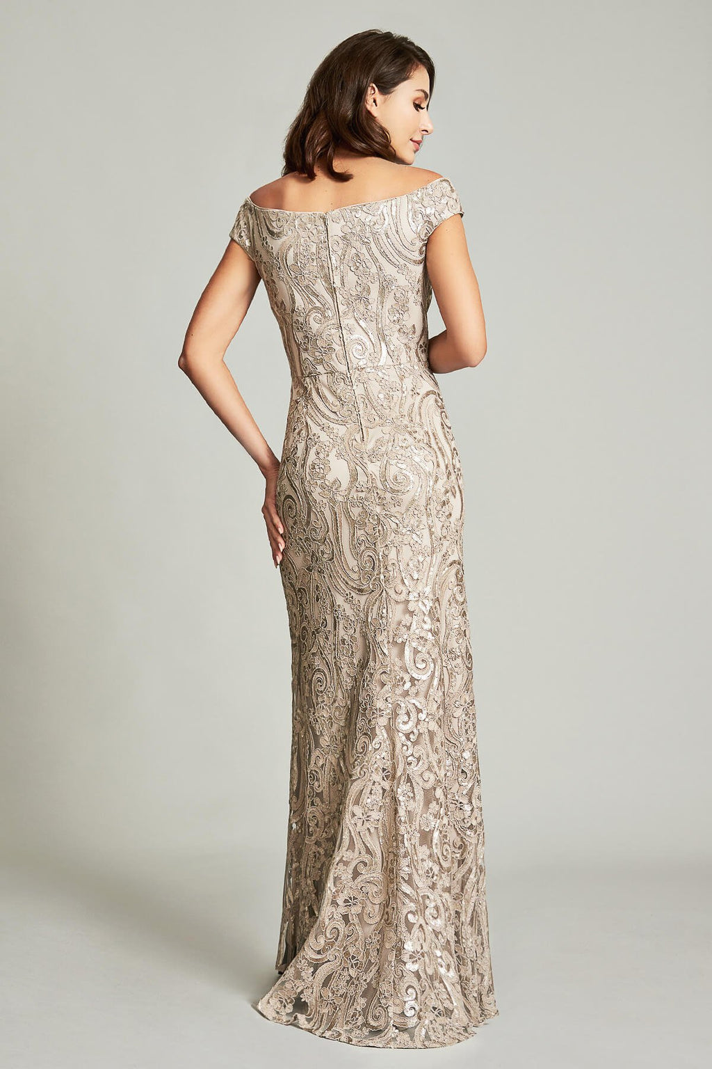 Audre Cascading Metallic Gown