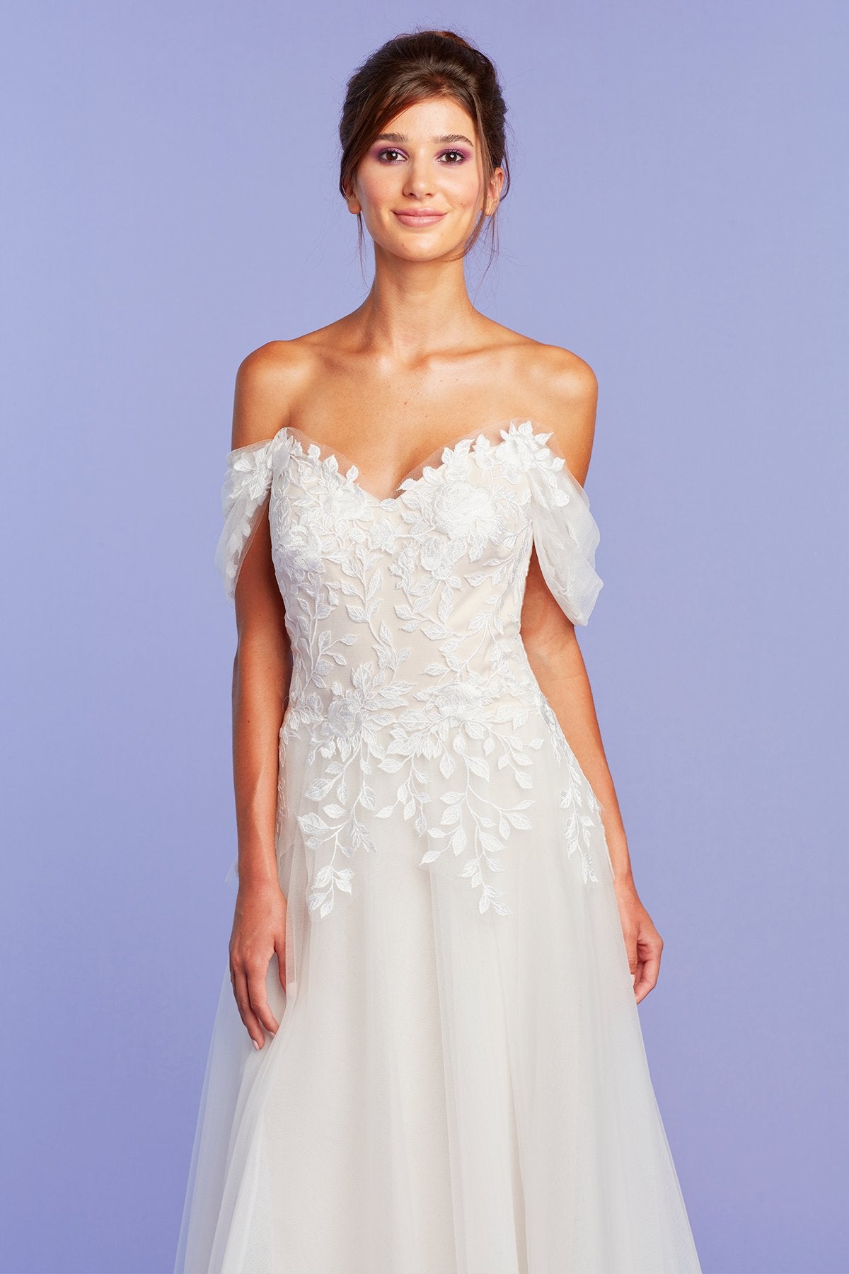 Pierce Off-Shoulder Embroidered Gown