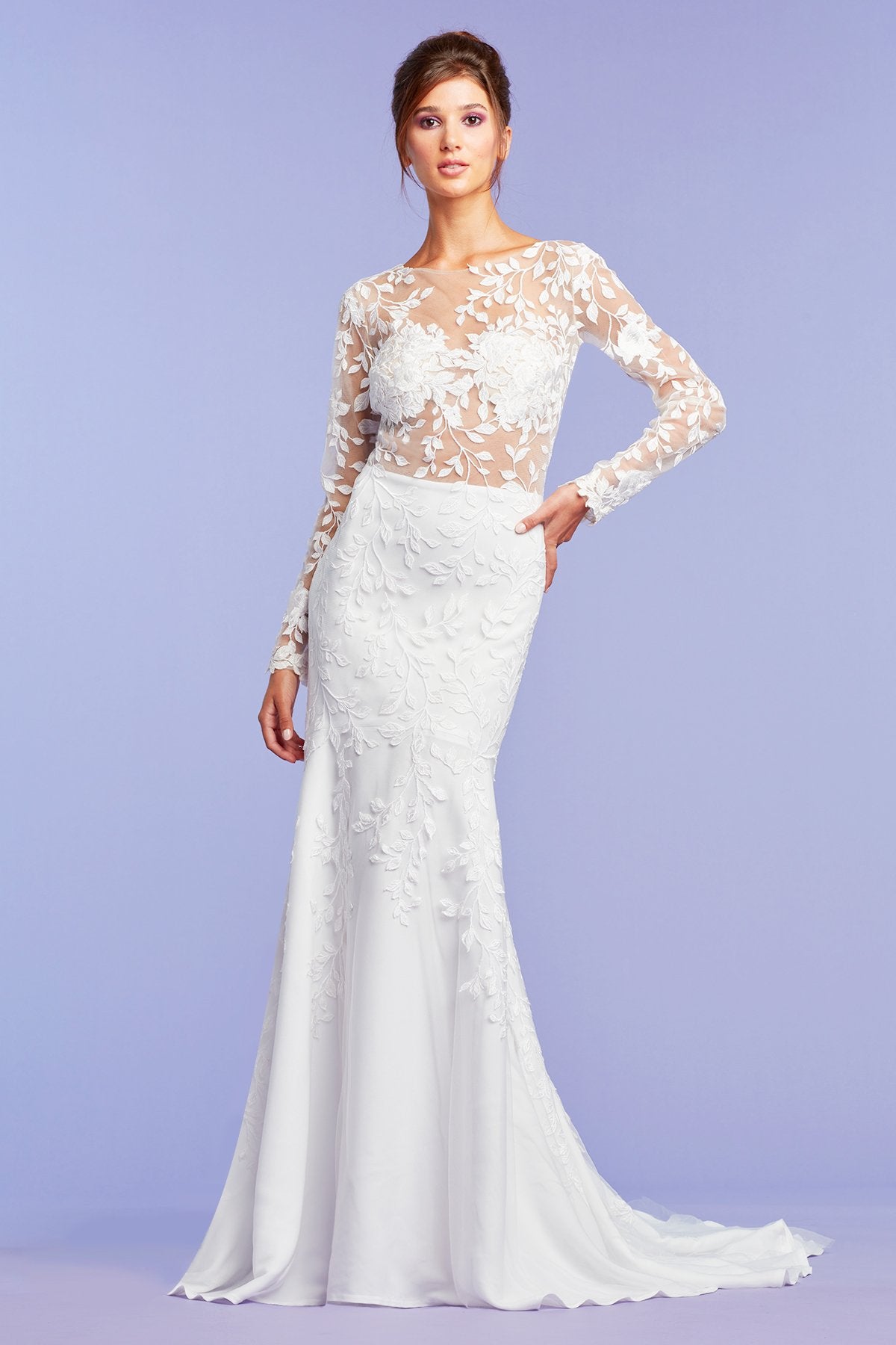 Holden Long-Sleeve Illusion Gown – Tadashi Shoji Official Online Boutique