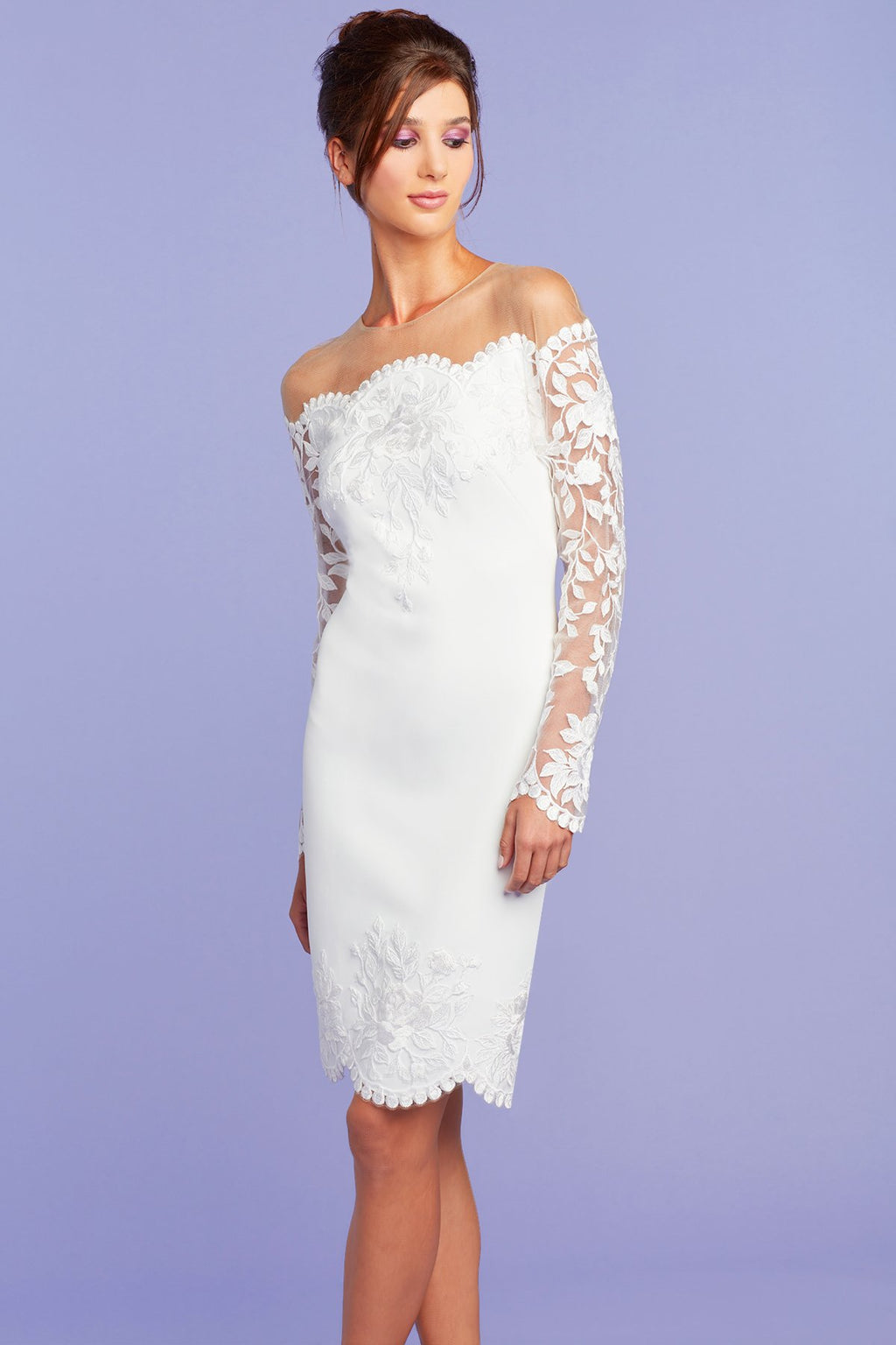 Ainsley Floral Illusion Crepe Dress