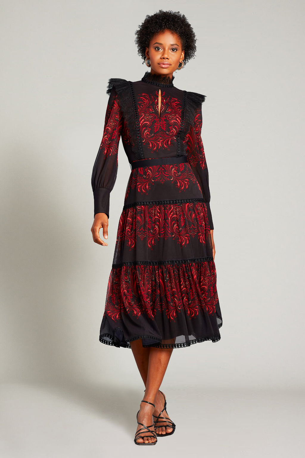 Azra Paisley-Print Ruffle Dress
