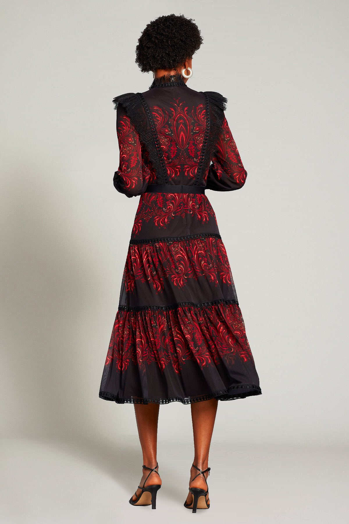 Azra Paisley-Print Ruffle Dress