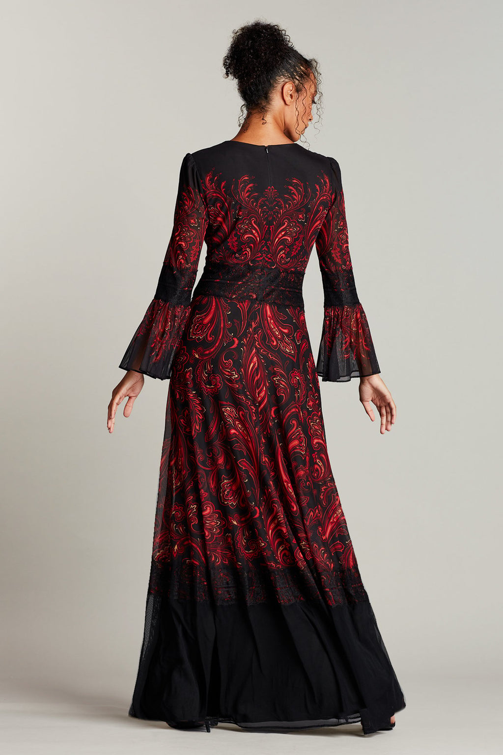 Berk Paisley-Print Mesh Gown