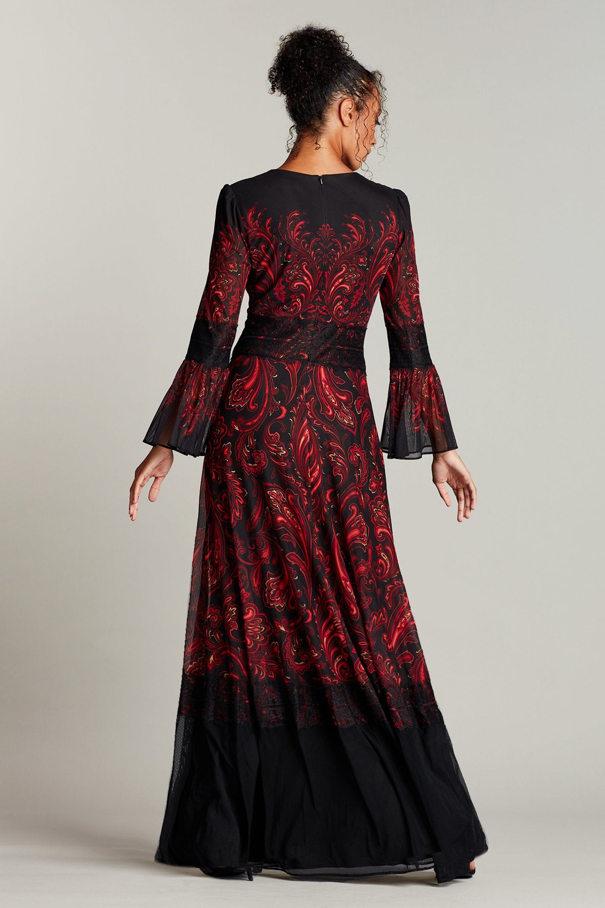 Berk Paisley-Print Mesh Gown
