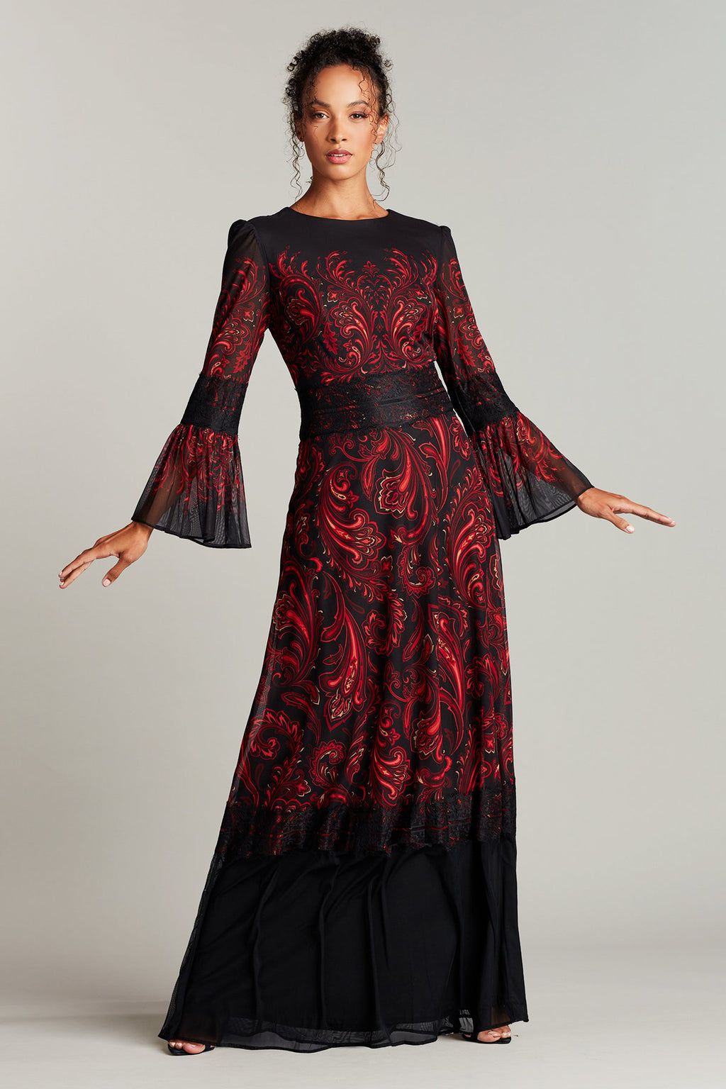 Berk Paisley-Print Mesh Gown