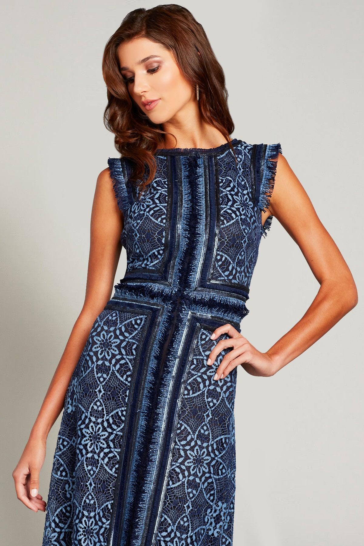 Kubra Lace & Fringe Midi Dress
