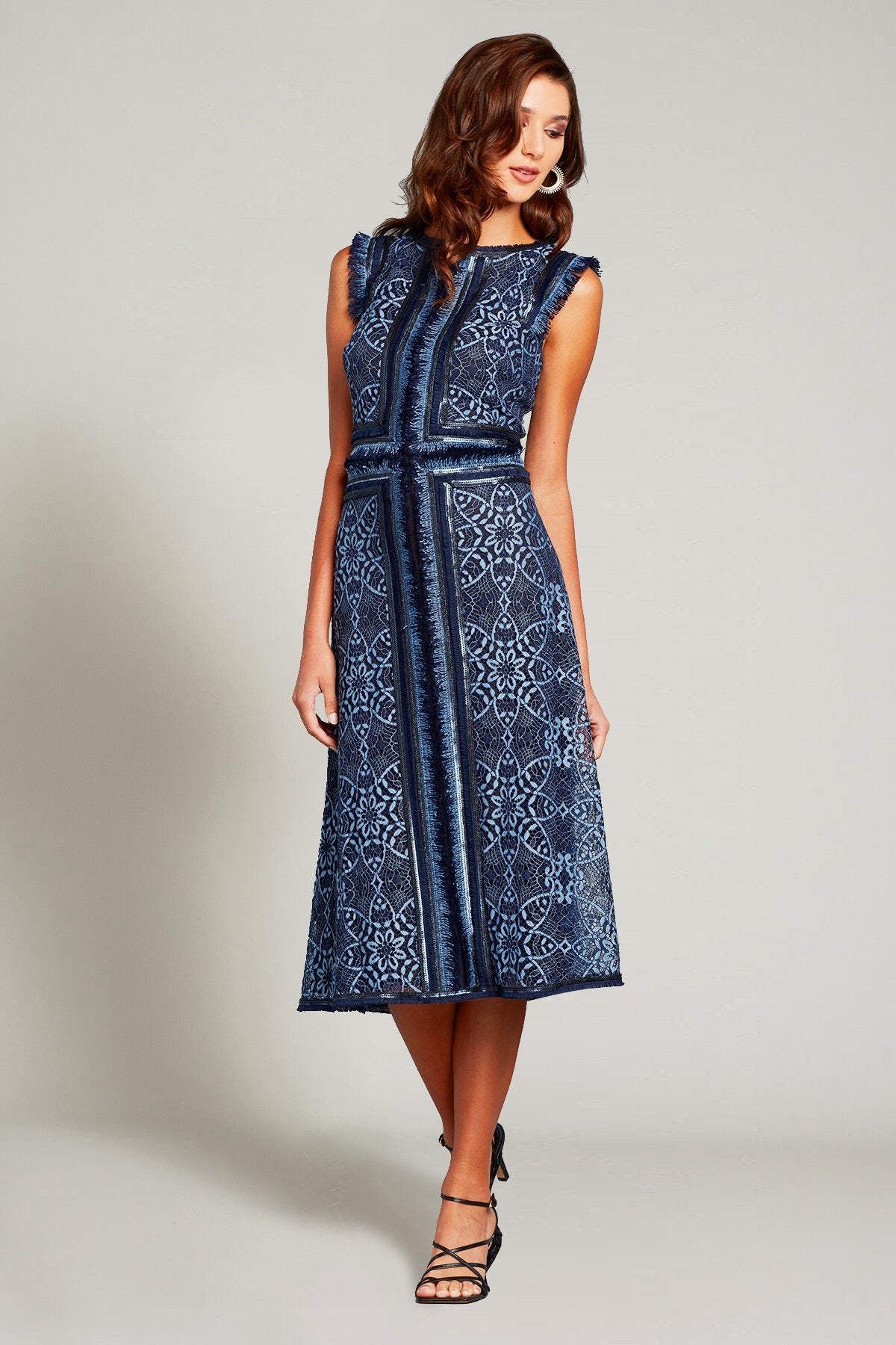 Kubra Lace & Fringe Midi Dress