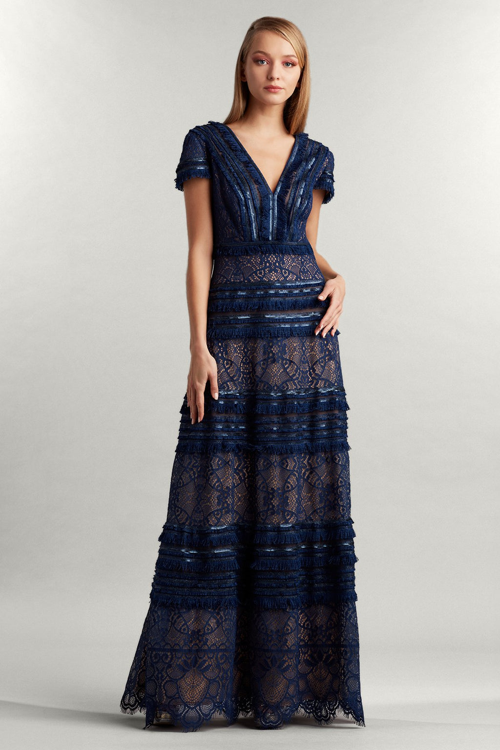 Nisa Lace & Fringe Gown