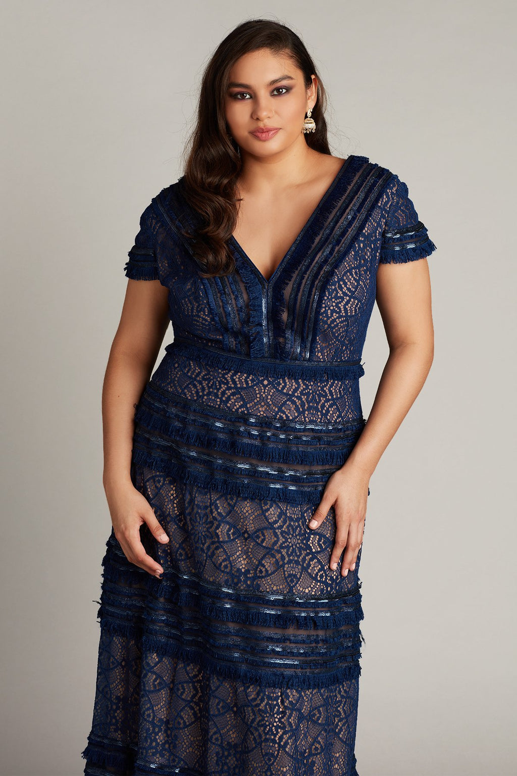 Nisa Lace & Fringe Gown - PLUS SIZE