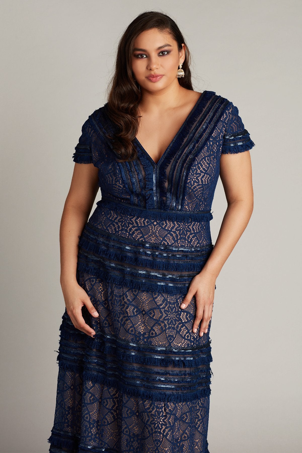 Nisa Lace & Fringe Gown - PLUS SIZE