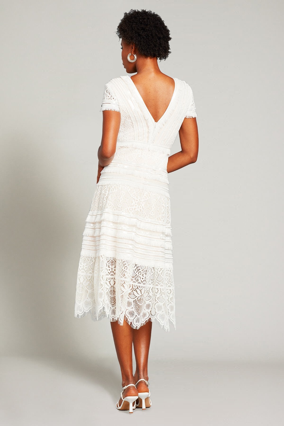 Nisa Lace & Fringe Midi Dress