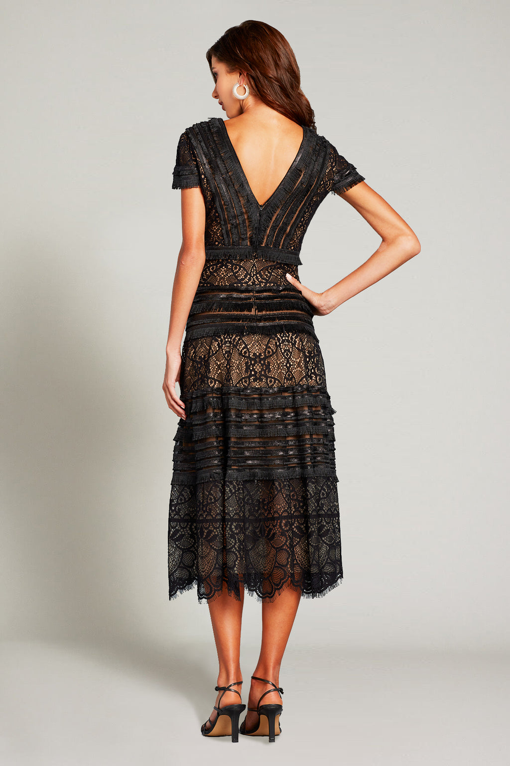 Nisa Lace & Fringe Midi Dress