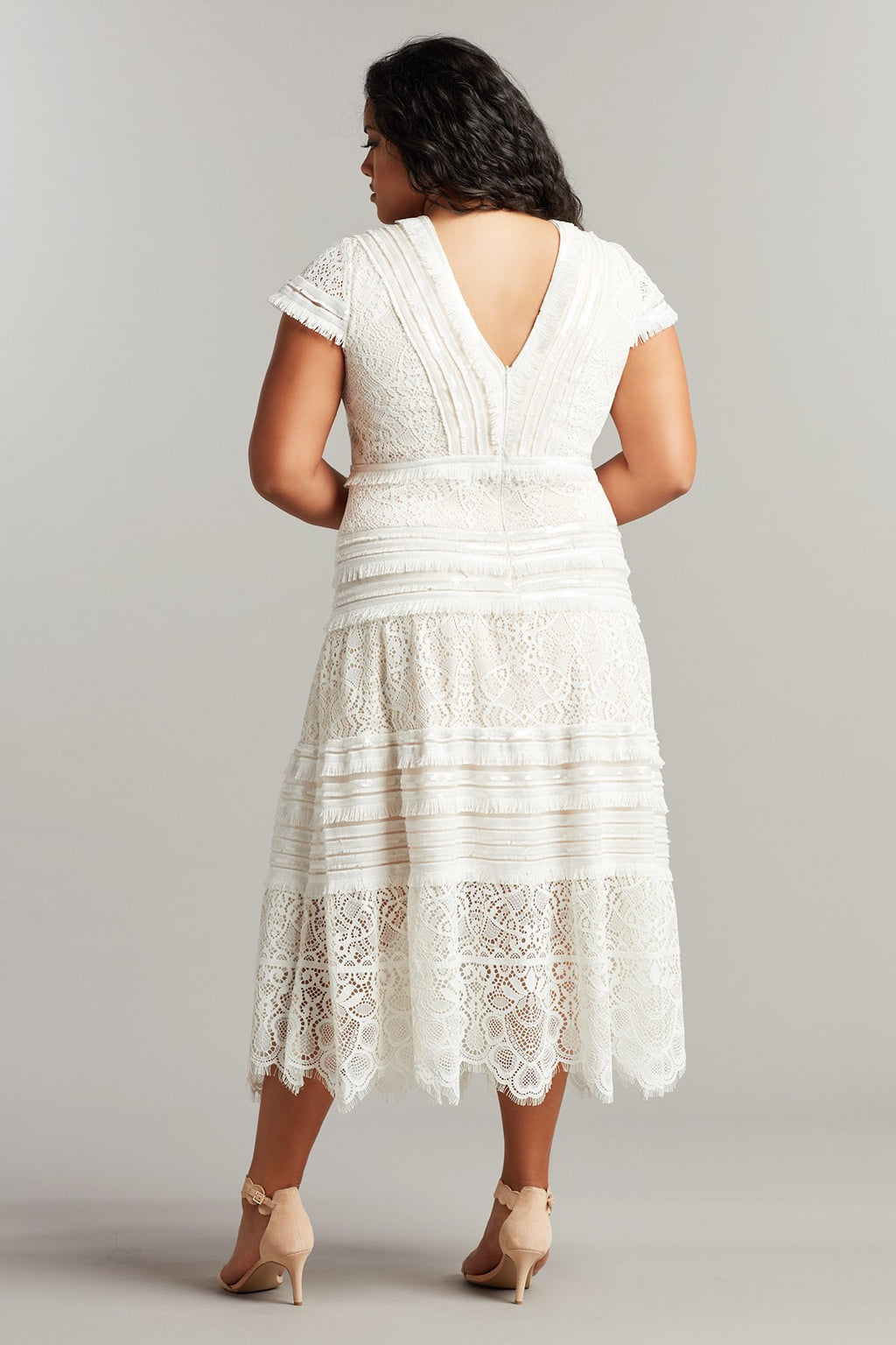 Nisa Lace & Fringe Midi Dress - PLUS SIZE