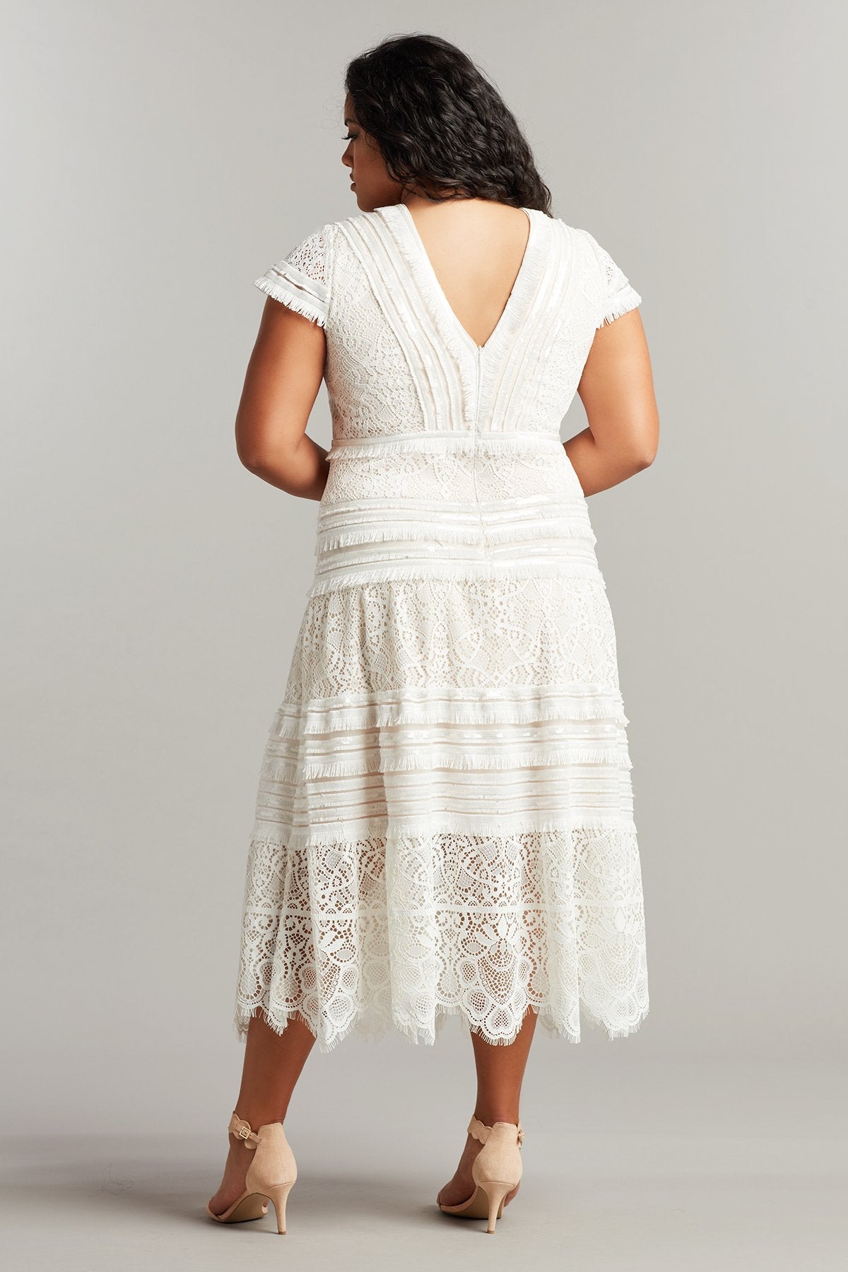 Nisa Lace & Fringe Midi Dress - PLUS SIZE