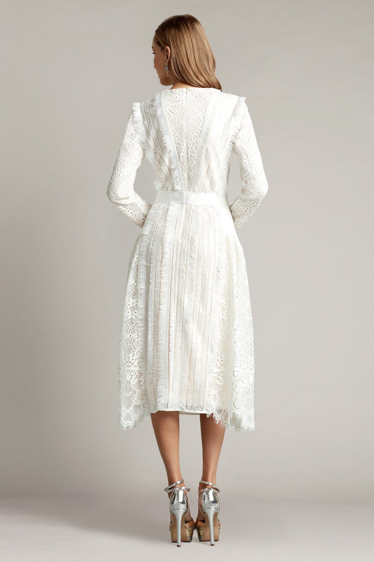 Feray Lace & Fringe Midi Dress