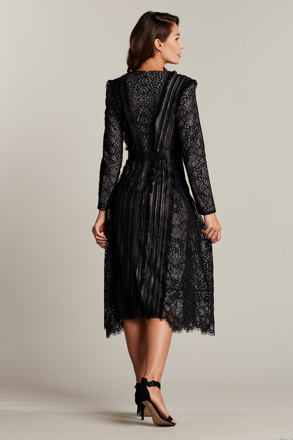 Feray Lace & Fringe Midi Dress