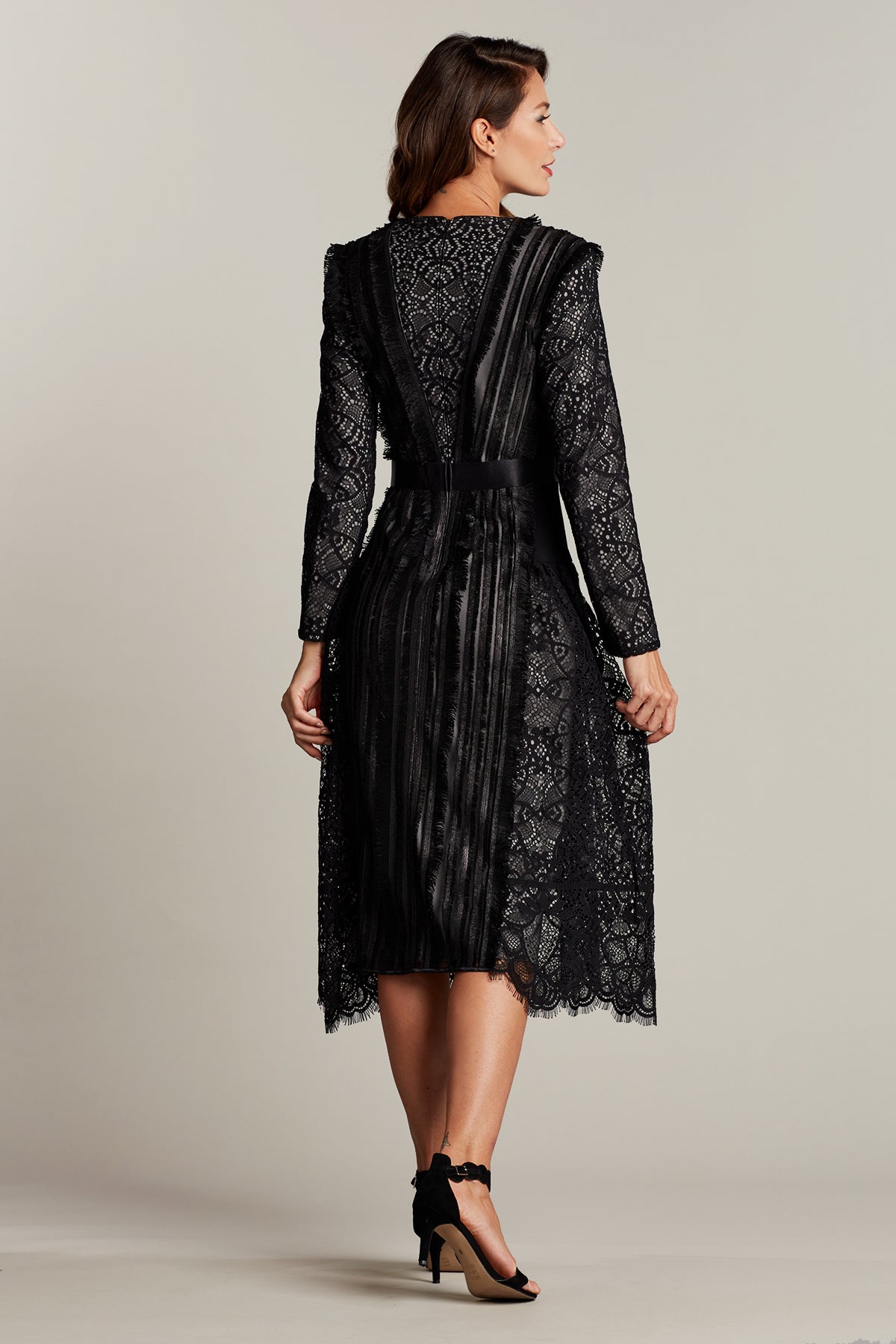 Feray Lace & Fringe Midi Dress