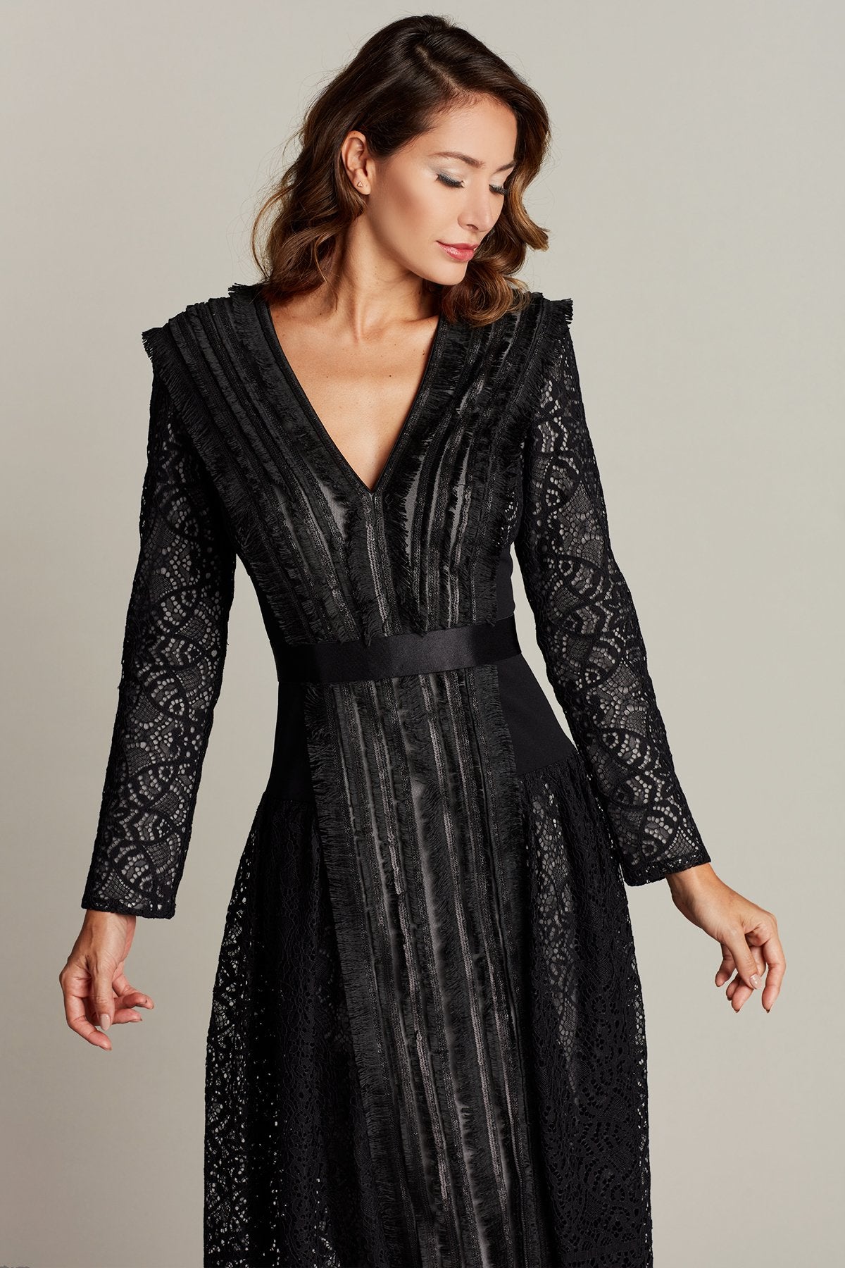 Feray Lace & Fringe Midi Dress