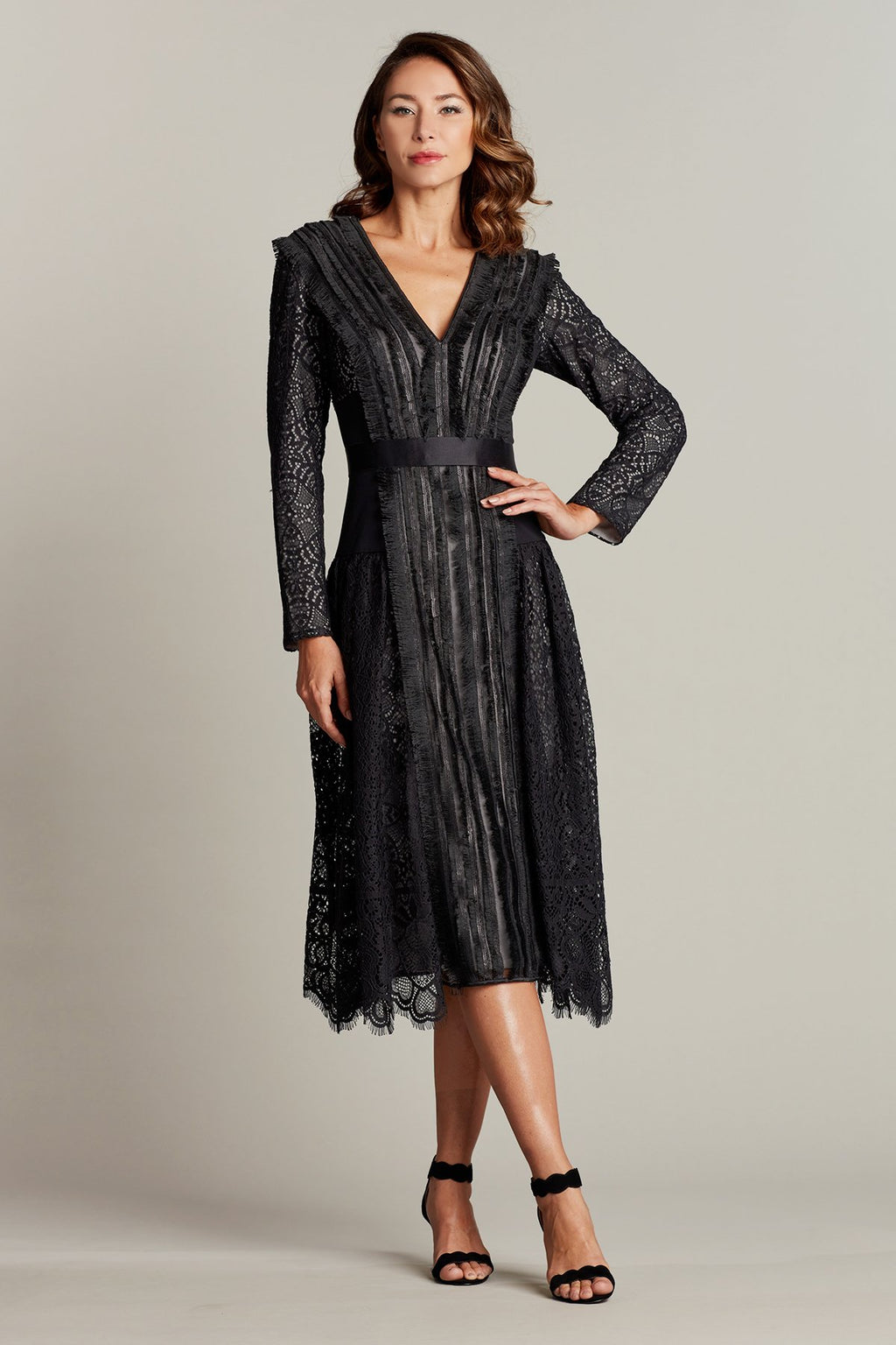 Feray Lace & Fringe Midi Dress