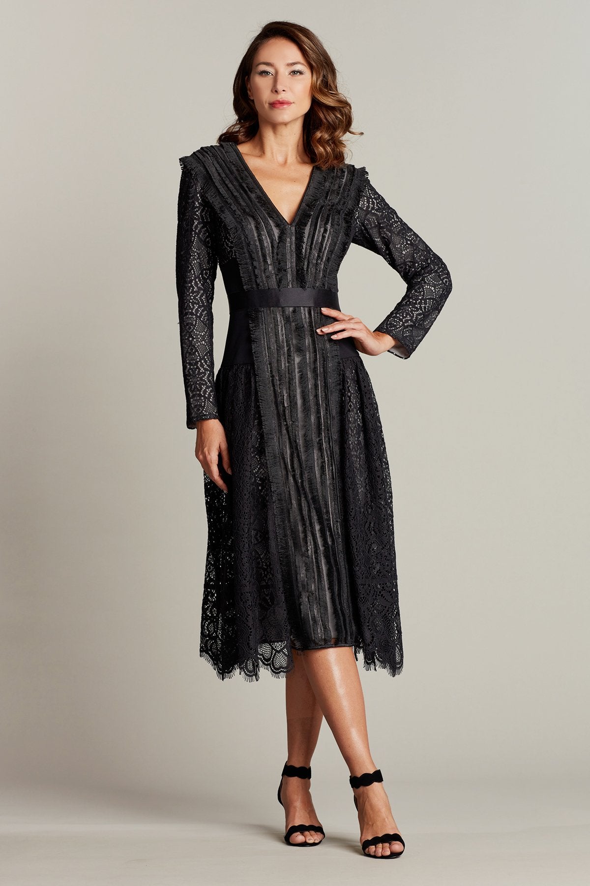 Feray Lace & Fringe Midi Dress
