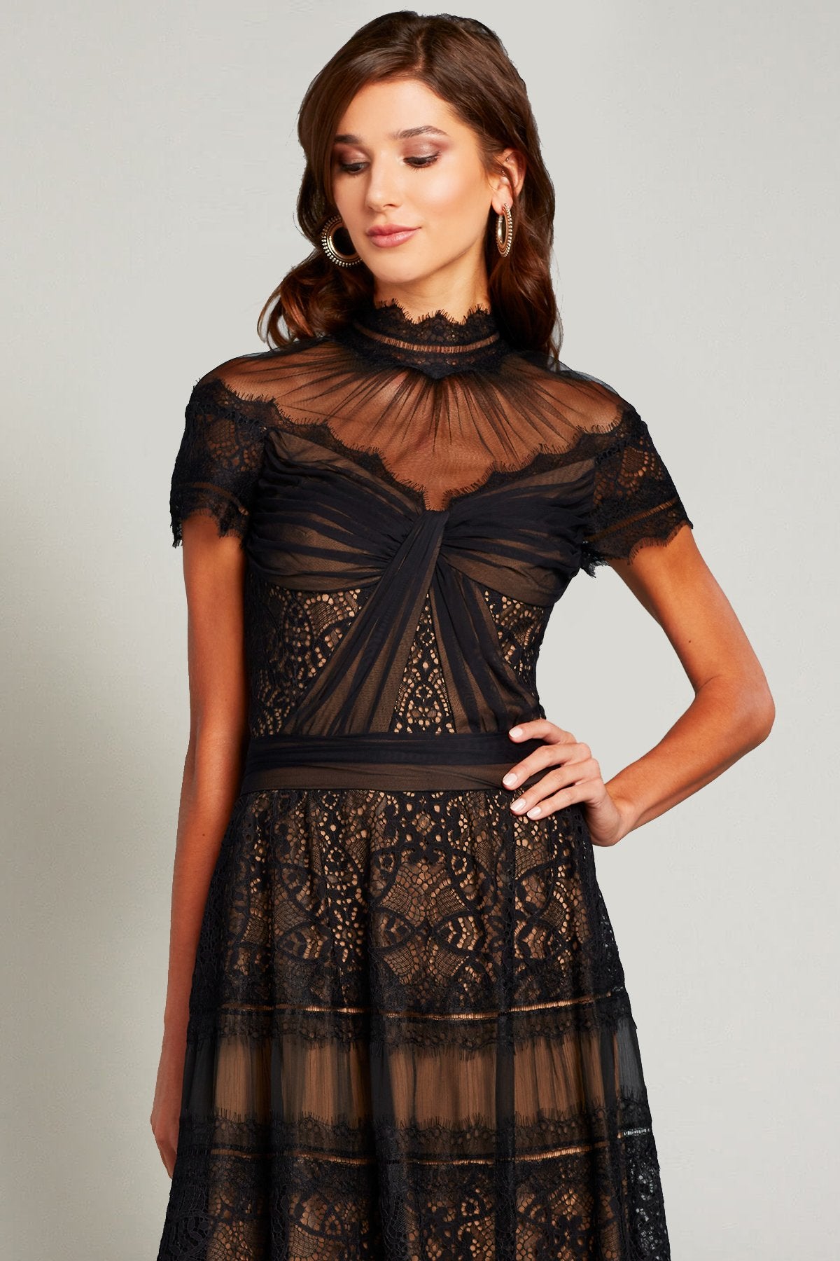 Beren Tiered Illusion Dress – Tadashi Shoji Official Online Boutique