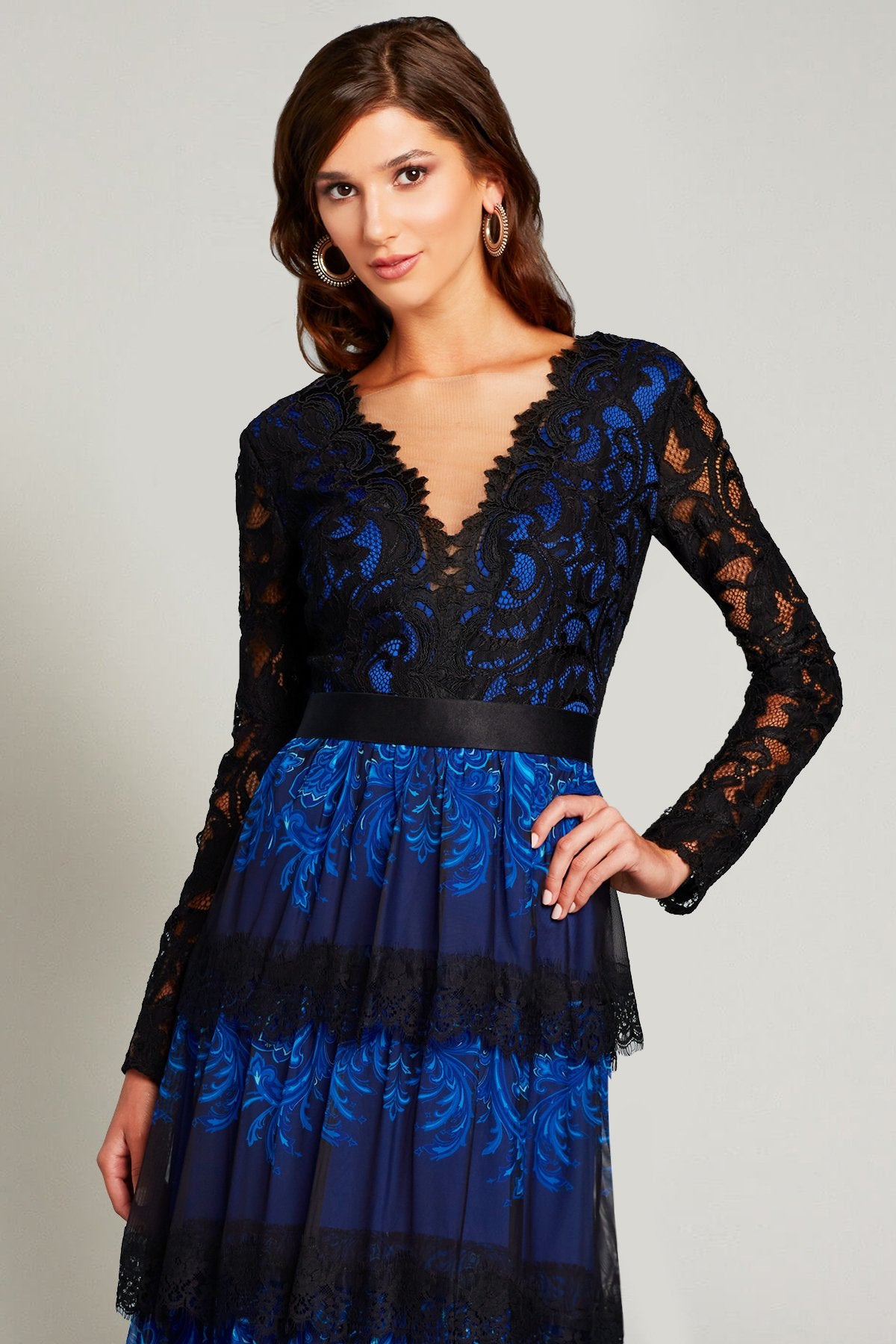 Miray Paisley-Print Tiered Gown