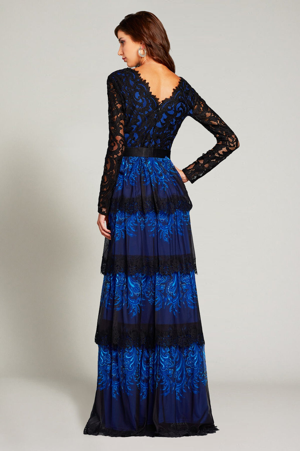 Miray Paisley-Print Tiered Gown