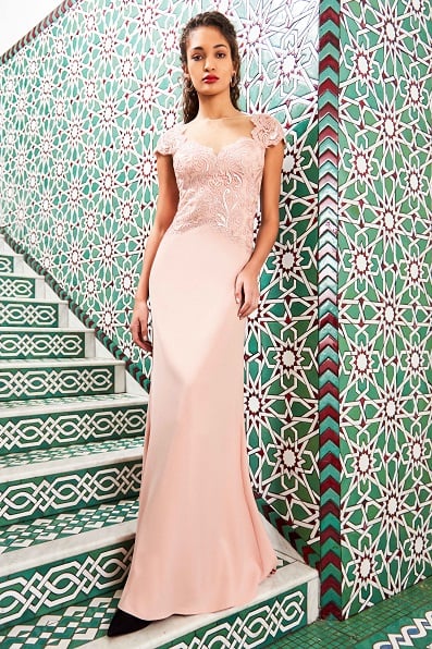 Dilan Sequin-Embroidered Crepe Gown