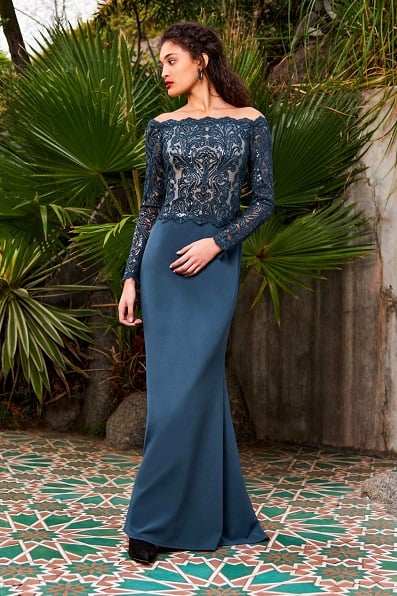 Ayse Sequin-Embroidered Off_Shoulder Gown