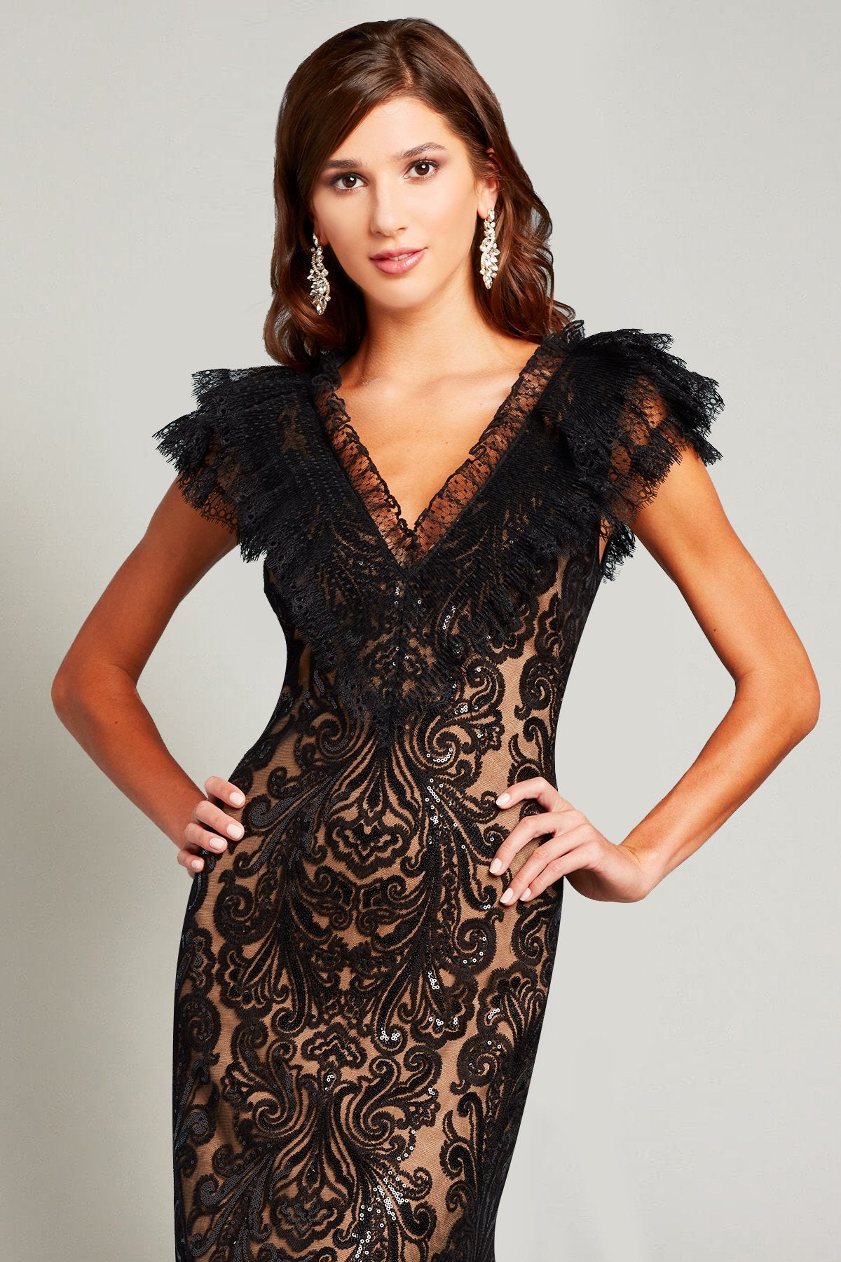 Hatice Sequin-Embroidered Ruffle Gown